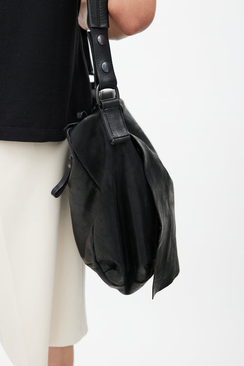 Marsèll Black Leather Messenger Bag