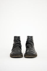 Marsèll Black Leather Ruched Ankle Boot