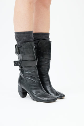 Marsèll Black Leather & Sock Boot