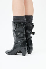  Black Leather & Sock Boot