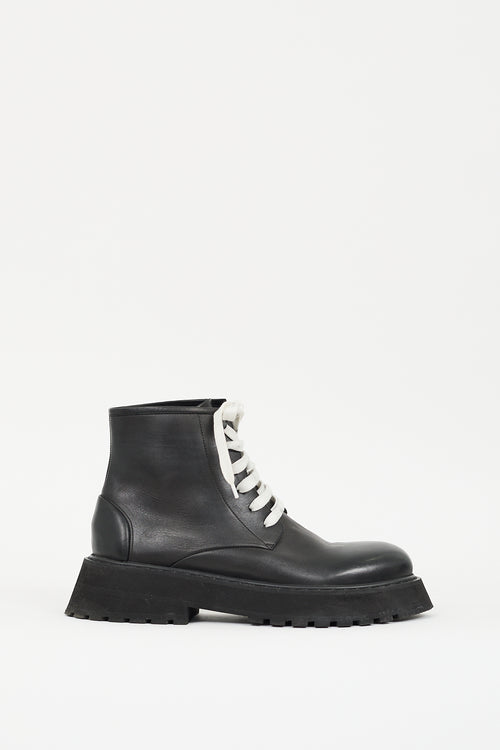 Marsèll Black Leather Micarro Platform Ankle Boot