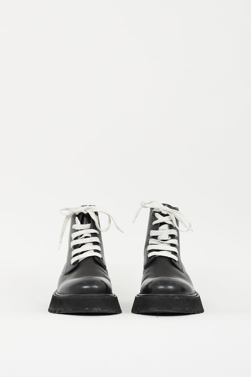 Marsèll Black Leather Micarro Platform Ankle Boot