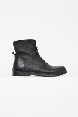 Marsèll Black Smooth Leather Combat Boot