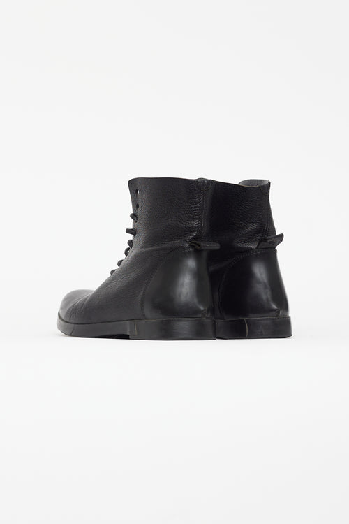 Marsèll Black Smooth Leather Combat Boot