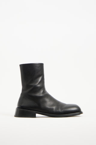 Marsèll Black Leather Zip Ankle Boot