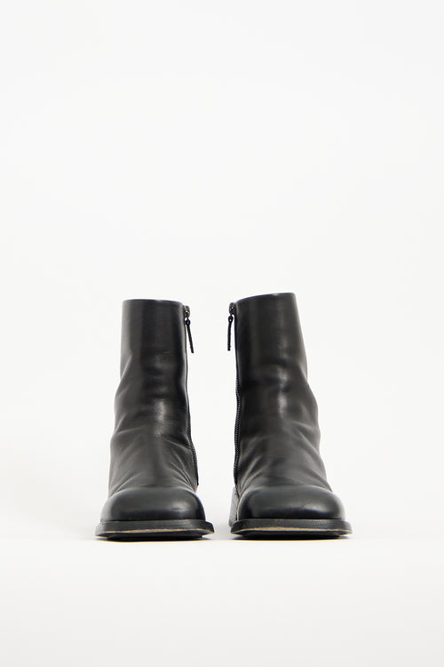 Marsèll Black Leather Zip Ankle Boot