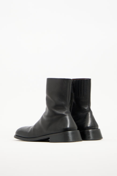 Marsèll Black Leather Zip Ankle Boot