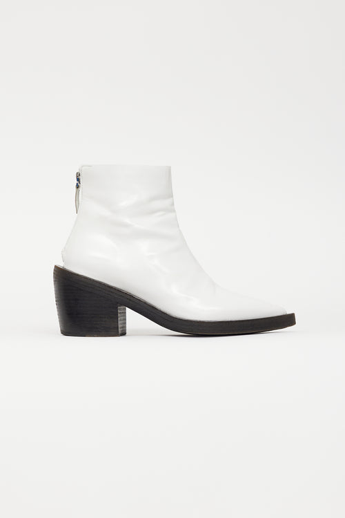 Marsèll White & Black Patent Pointed Toe Ankle Boot