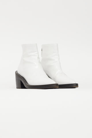 Marsèll White & Black Patent Pointed Toe Ankle Boot