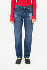 Martine Rose Navy Dark Wash Trompe L'oeil Denim Jeans