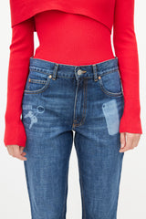 Martine Rose Navy Dark Wash Trompe L'oeil Denim Jeans