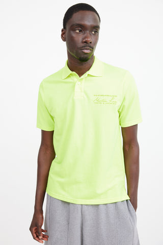 Martine Rose Neon & Blue Green Logo Polo