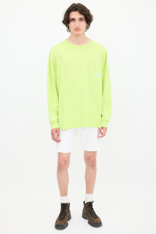 Martine Rose Neon Green & Multicolour Graphic Top