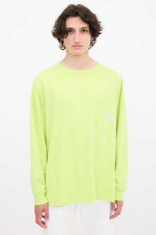 Martine Rose Neon Green & Multicolour Graphic Top