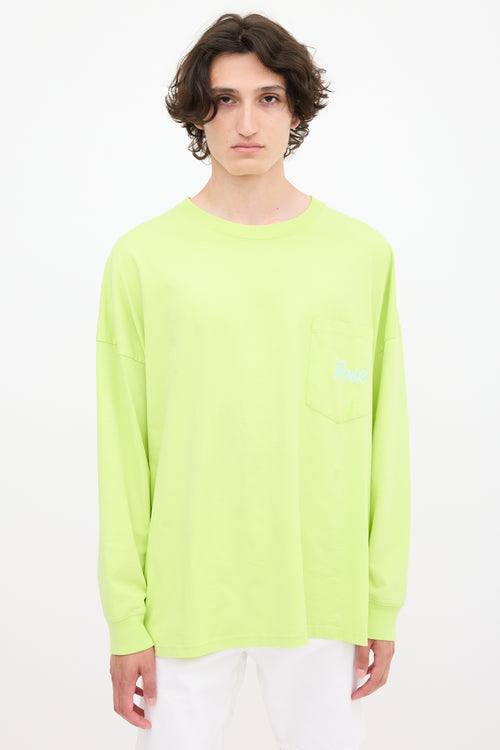 Martine Rose Neon Green & Multicolour Graphic Top
