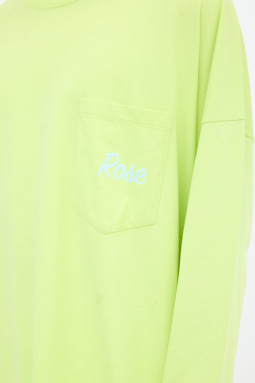 Martine Rose Neon Green & Multicolour Graphic Top