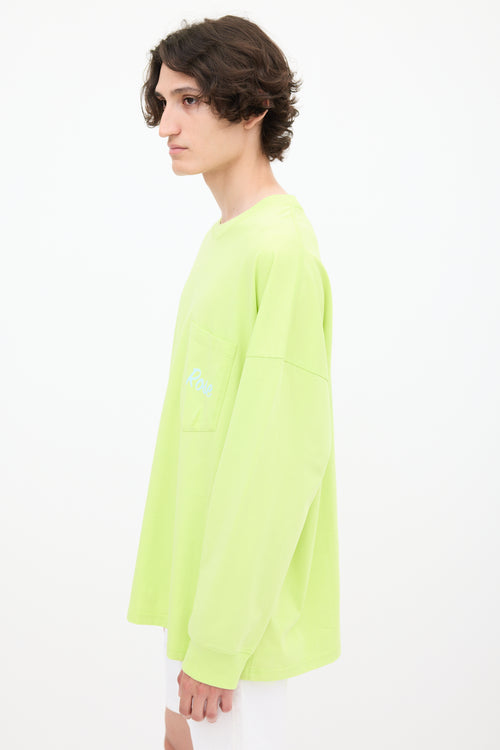 Martine Rose Neon Green & Multicolour Graphic Top