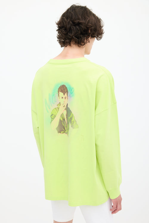 Martine Rose Neon Green & Multicolour Graphic Top