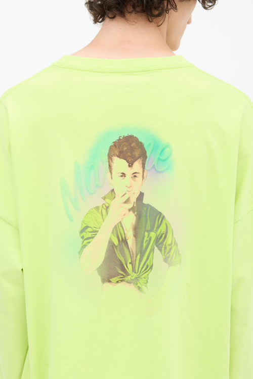 Martine Rose Neon Green & Multicolour Graphic Top