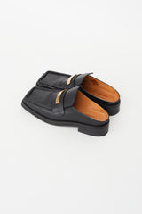 Martine Rose Black Leather Logo Square Toe Mule