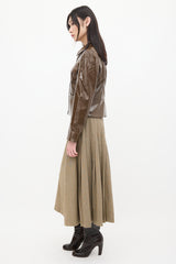 Maryam Nassir Zadeh Brown Faux Leather Crest Jacket
