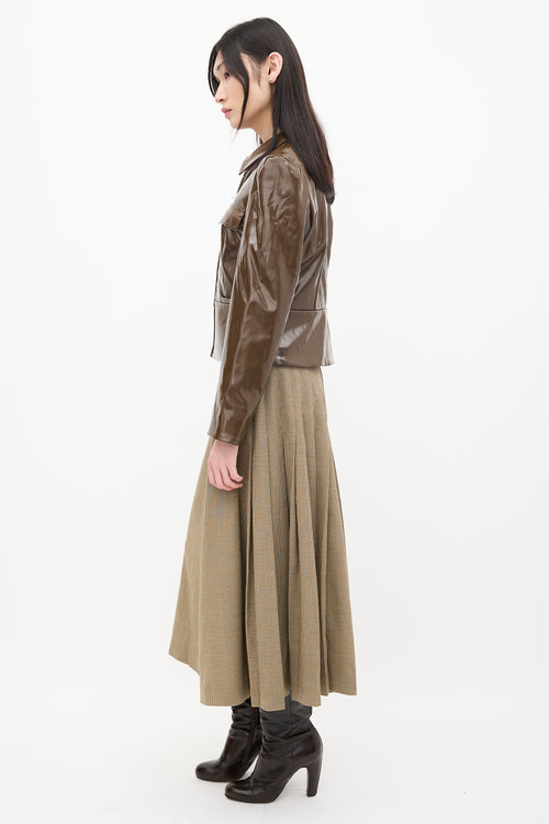 Maryam Nassir Zadeh Brown Faux Leather Crest Jacket