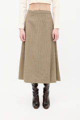 Maryam Nassir Zadeh Brown & White Wool Check Wrap Skirt
