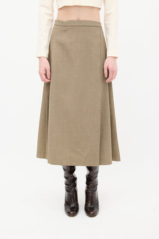 Maryam Nassir Zadeh Brown & White Wool Check Wrap Skirt