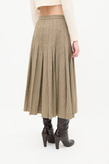 Maryam Nassir Zadeh Brown & White Wool Check Wrap Skirt