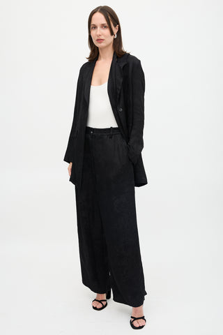 Masnada Linen Jacquard Wide Leg Trouser