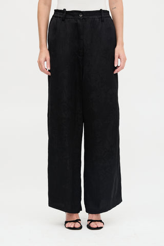 Masnada Linen Jacquard Wide Leg Trouser