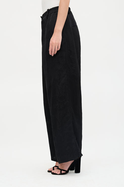 Masnada Linen Jacquard Wide Leg Trouser