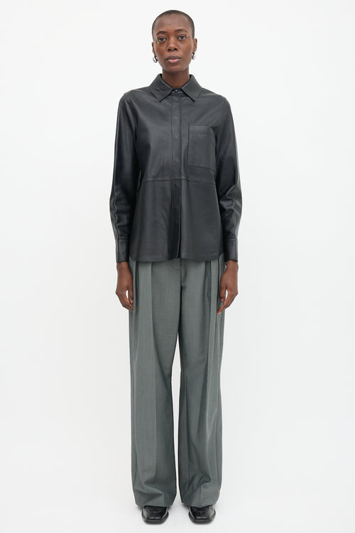 Massimo Dutti Leather Button Up Shirt