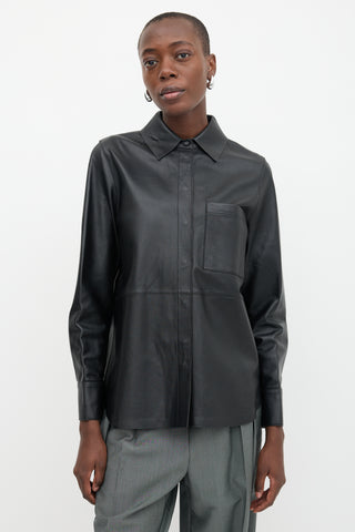 Massimo Dutti Leather Button Up Shirt