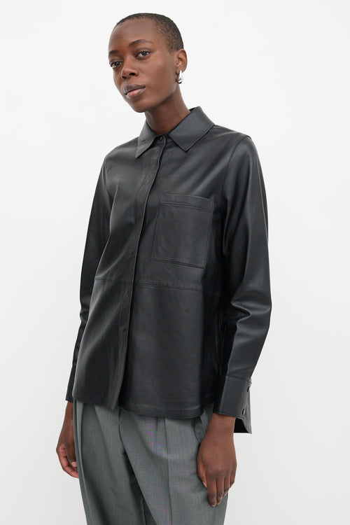 Massimo Dutti Leather Button Up Shirt