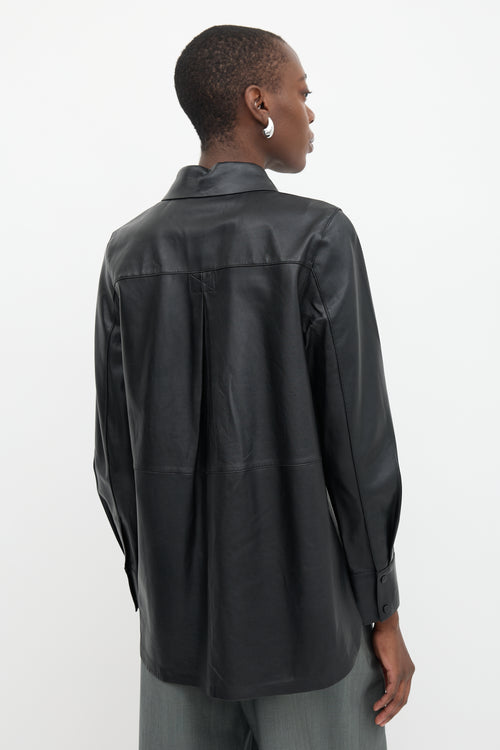 Massimo Dutti Leather Button Up Shirt