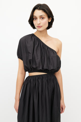 Matteau Black One Shoulder Cocoon Dress