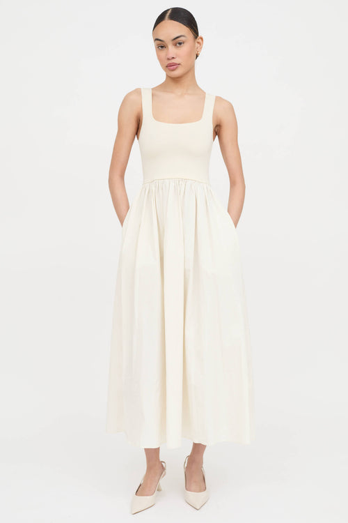 Matteau Cream Knit & Cotton Dress