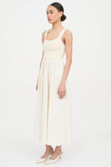 Matteau Cream Knit & Cotton Dress