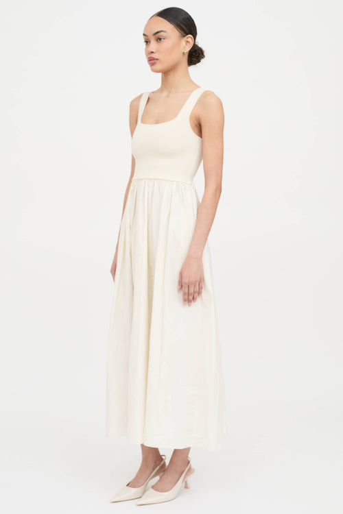 Matteau Cream Knit & Cotton Dress