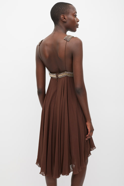 Matthew Williamson Brown Silk Embellished Dress