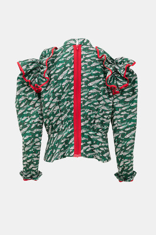 Matty Bovan Printed Ruffle Blouse