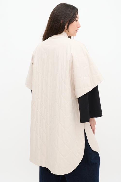 Max Mara Beige & Black Quilted Logo Poncho