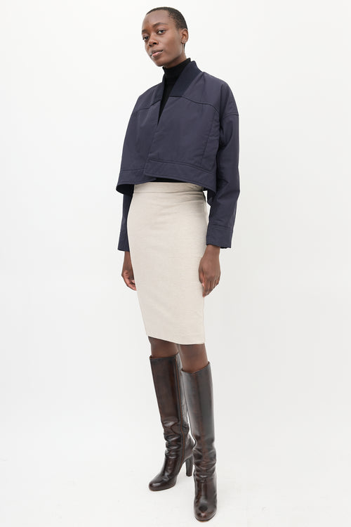 Max Mara Heather Beige Pencil Skirt