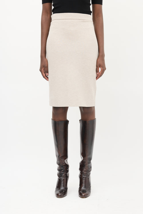 Max Mara Heather Beige Pencil Skirt