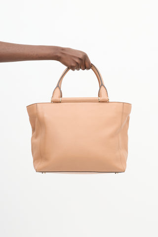 Max Mara Beige Leather Two Way Tote Bag