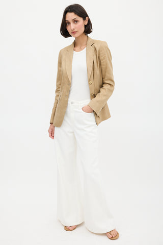 Max Mara Brown Linen & Silk Two Pocket Blazer