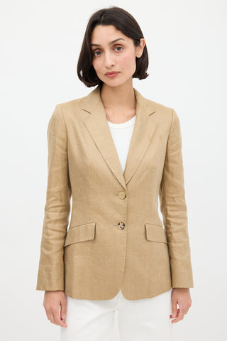 Max Mara Brown Linen & Silk Two Pocket Blazer