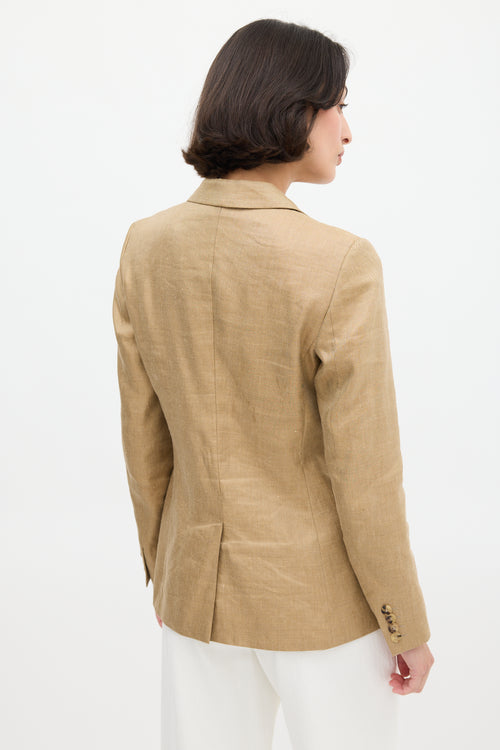 Max Mara Brown Linen & Silk Two Pocket Blazer