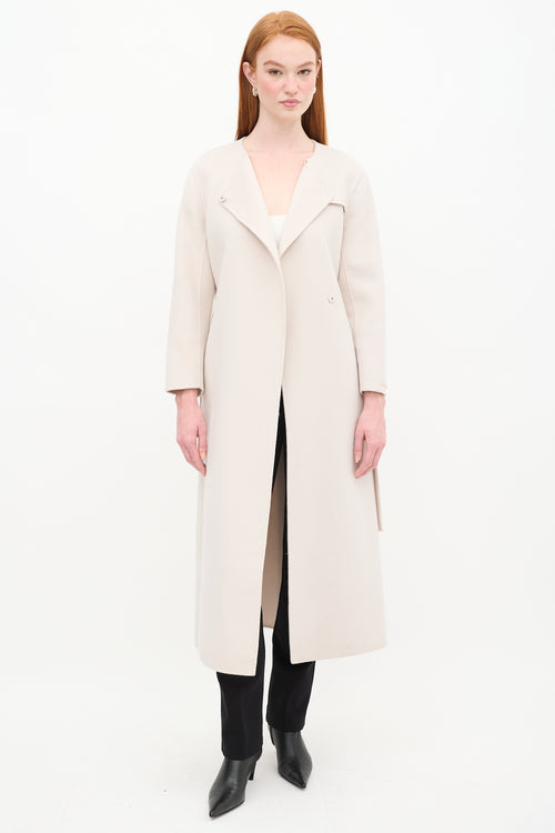 Max Mara Beige Wool Belted Coat